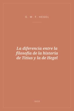 Portada de La diferencia entre la filosofía de la historia de Titius y la de Hegel
