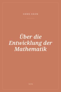 Portada de Über die Entwicklung der Mathematik