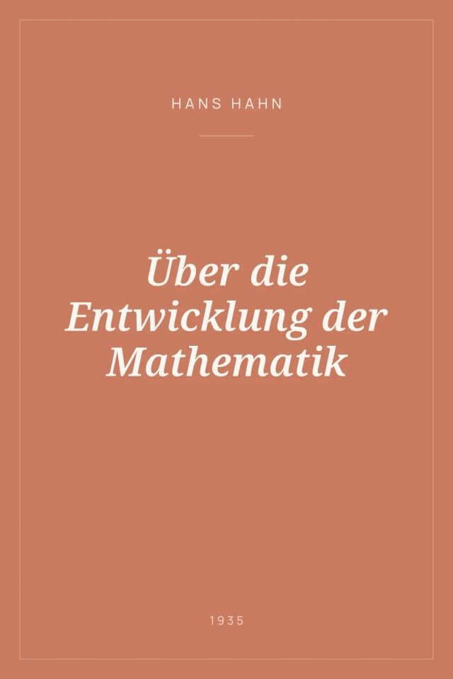 Portada de Über die Entwicklung der Mathematik