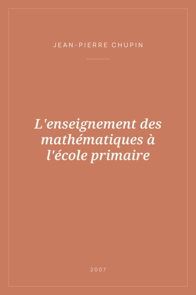 Portada de L'enseignement des mathématiques à l'école primaire