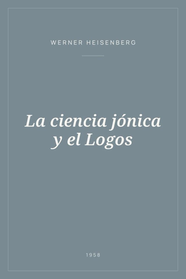Portada de La ciencia jónica y el Logos