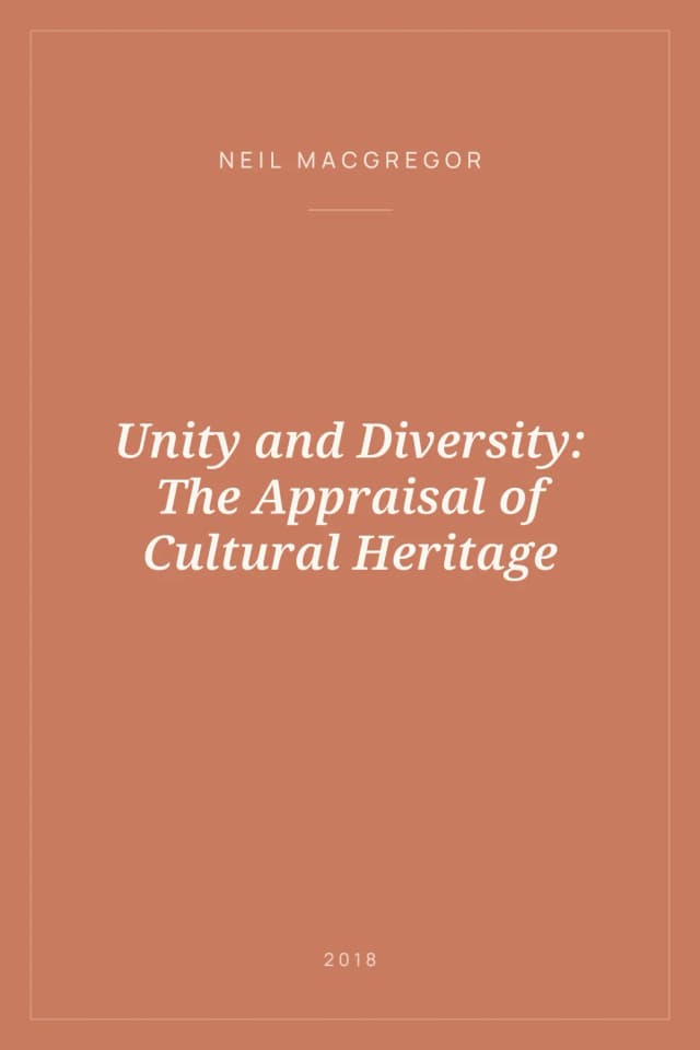 Portada de Unity and Diversity: The Appraisal of Cultural Heritage