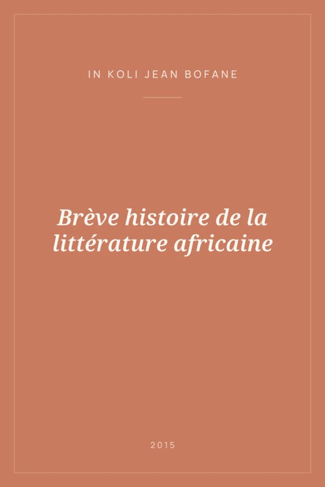 Portada de Brève histoire de la littérature africaine