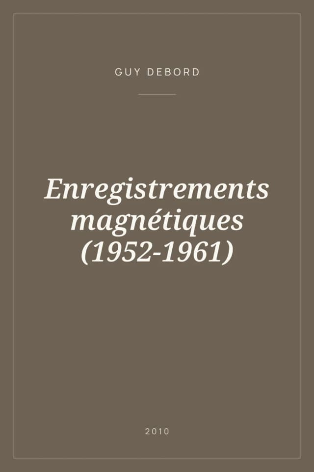 Portada de Enregistrements magnétiques (1952-1961)