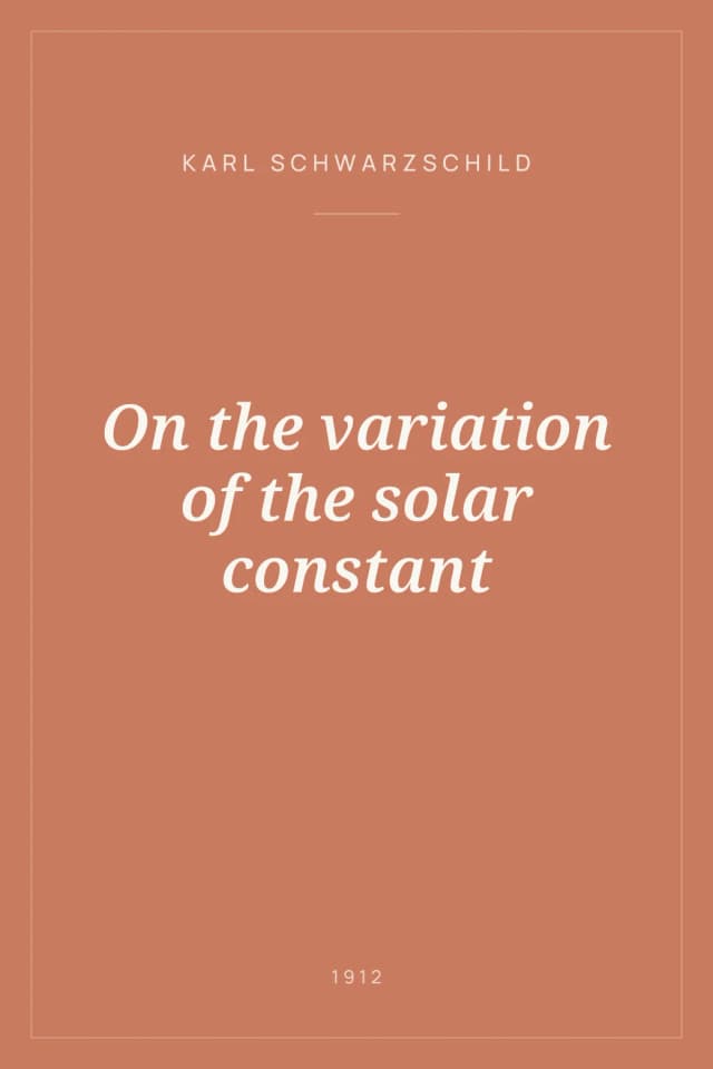 Portada de On the variation of the solar constant