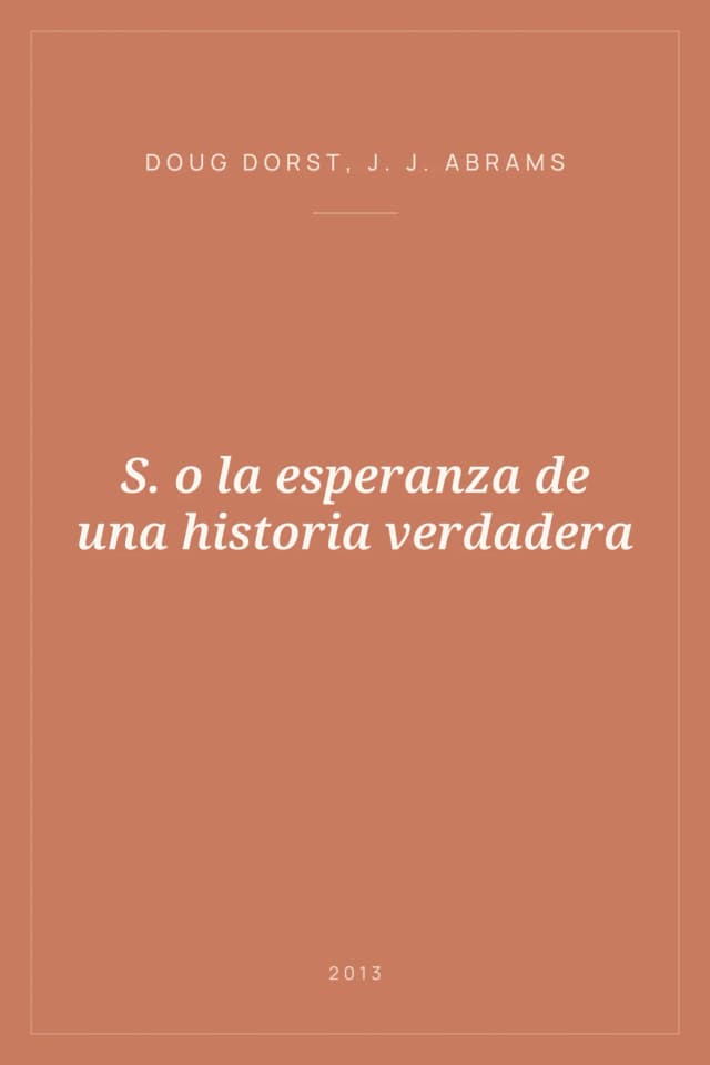 Portada de S. o la esperanza de una historia verdadera