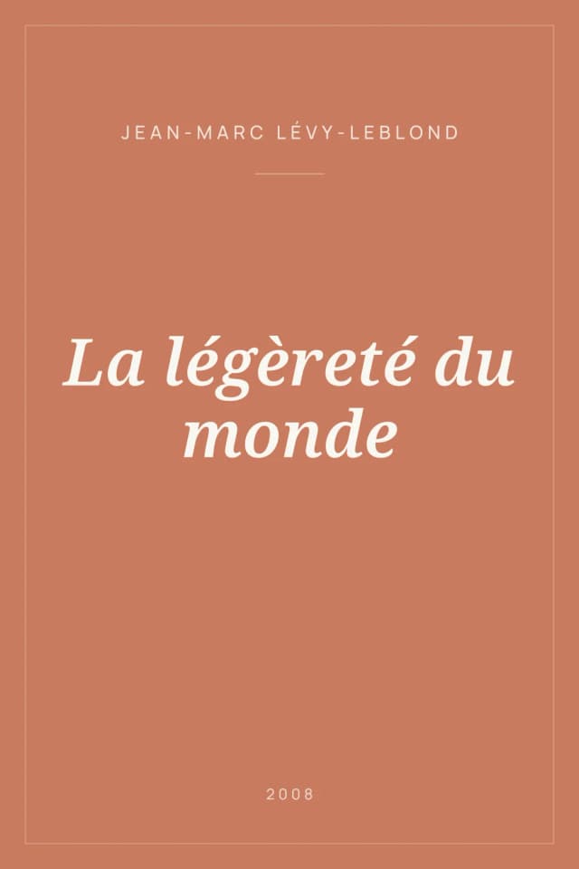 Portada de La légèreté du monde