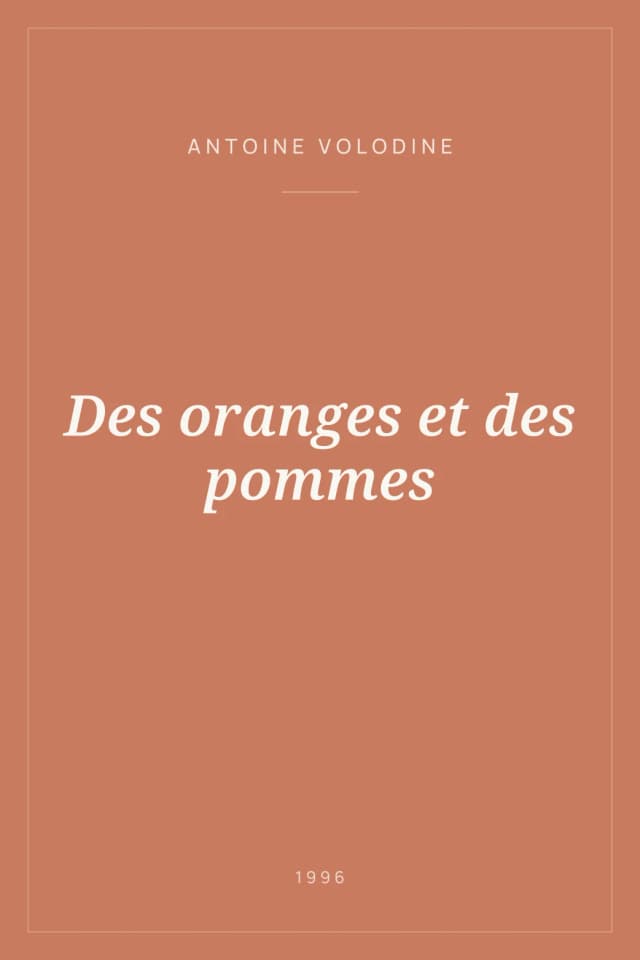 Portada de Des oranges et des pommes