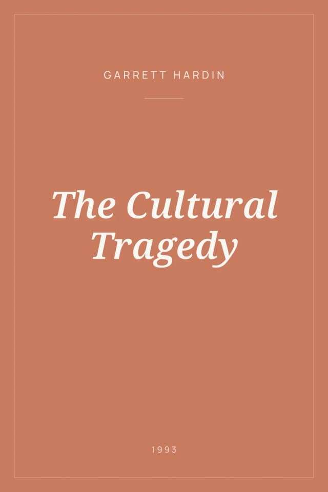 Portada de The Cultural Tragedy