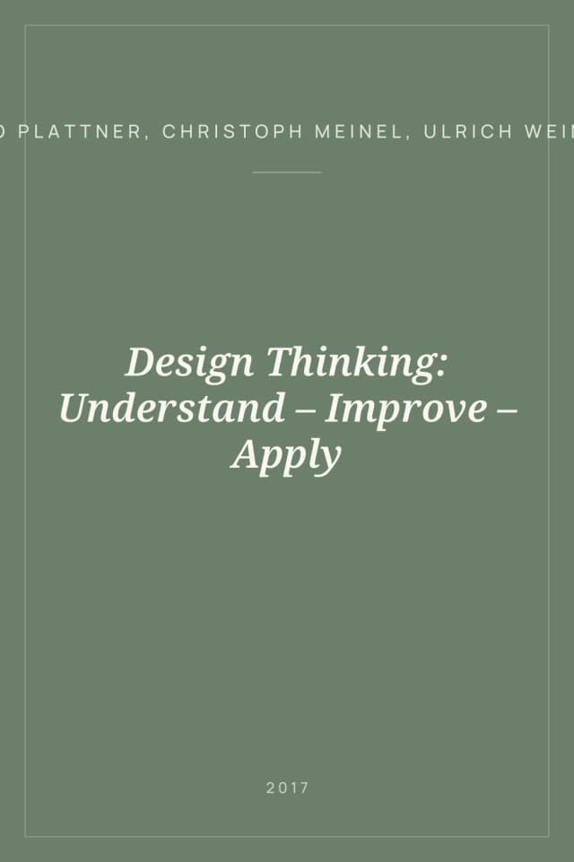 Portada de Design Thinking: Understand – Improve – Apply