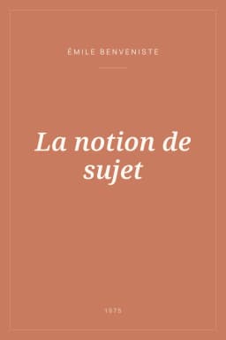 Portada de La notion de sujet