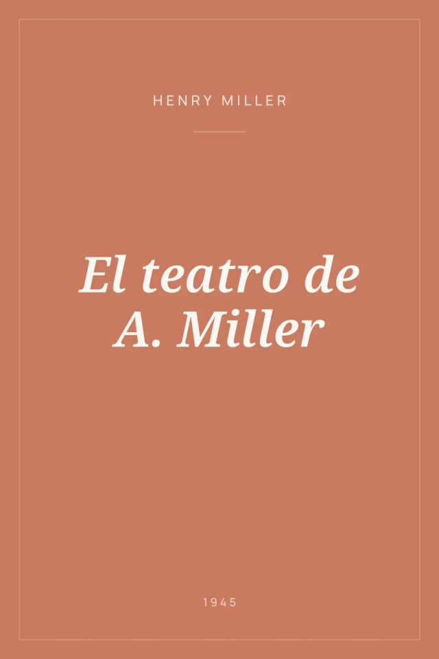 Portada de El teatro de A. Miller