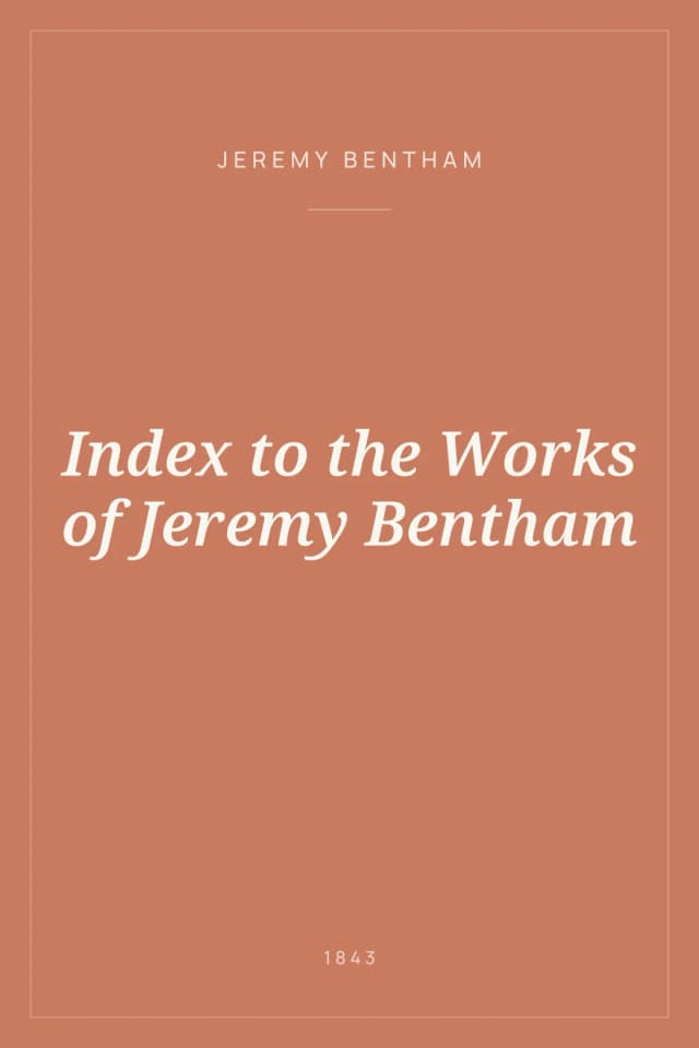 Portada de Index to the Works of Jeremy Bentham