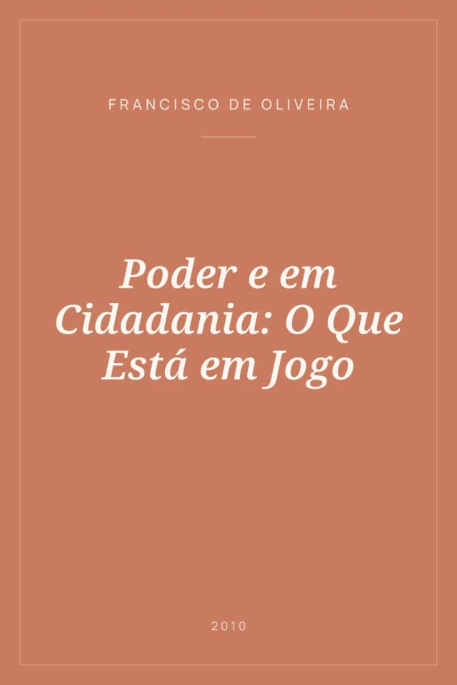 Portada de Poder e em Cidadania: O Que Está em Jogo