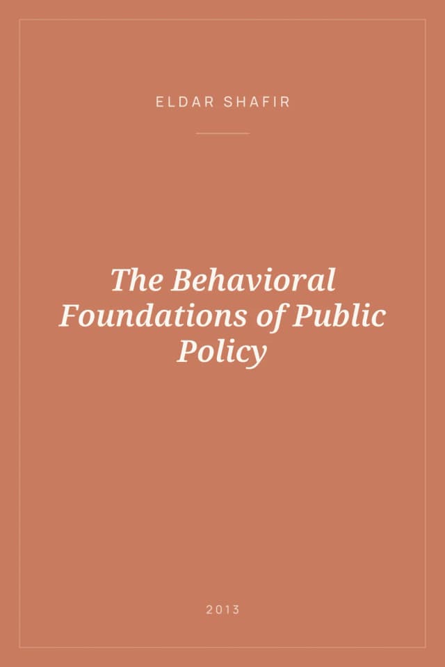 Portada de The Behavioral Foundations of Public Policy