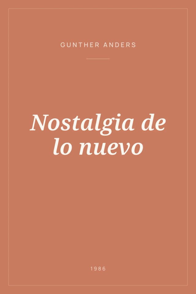 Portada de Nostalgia de lo nuevo