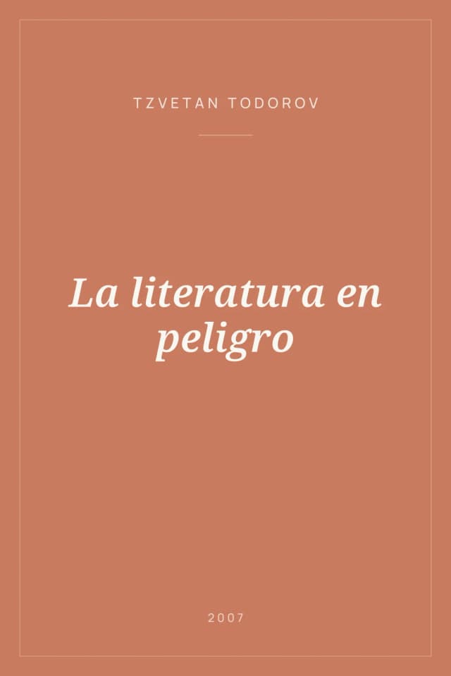 Portada de La literatura en peligro