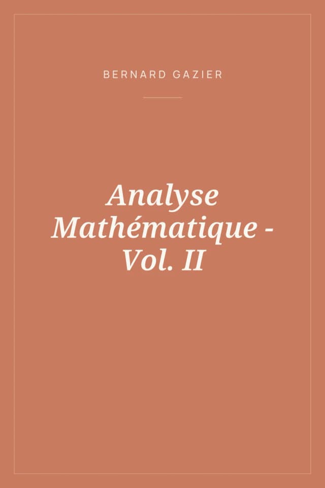 Portada de Analyse Mathématique - Vol. II
