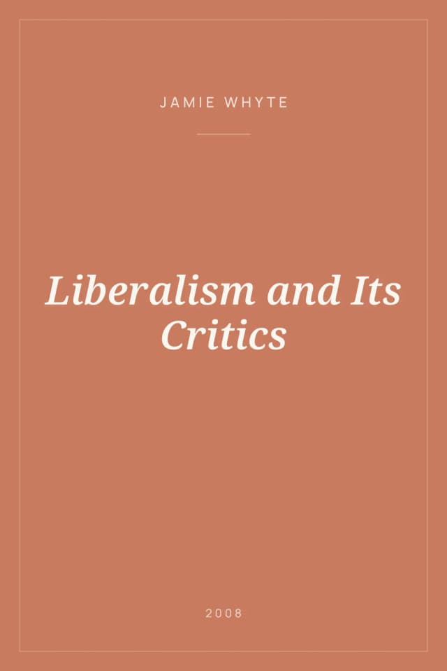 Portada de Liberalism and Its Critics
