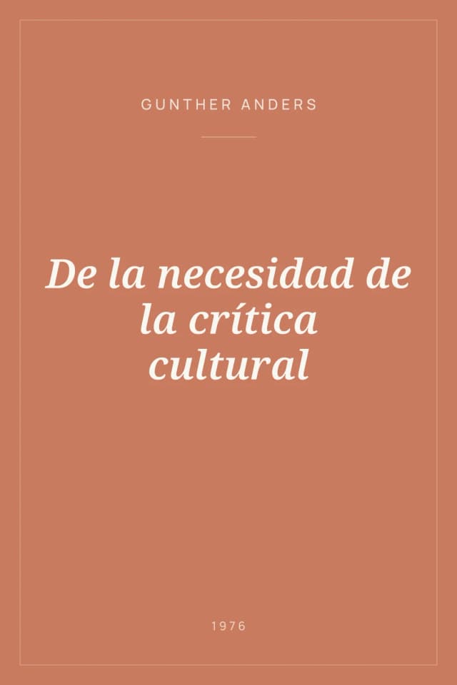 Portada de De la necesidad de la crítica cultural