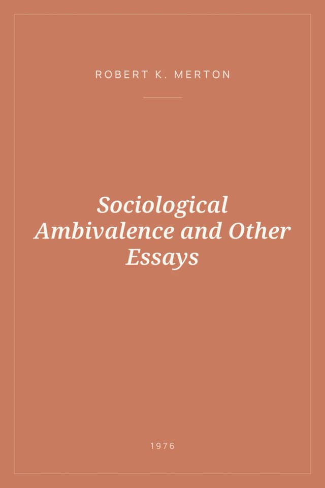 Portada de Sociological Ambivalence and Other Essays