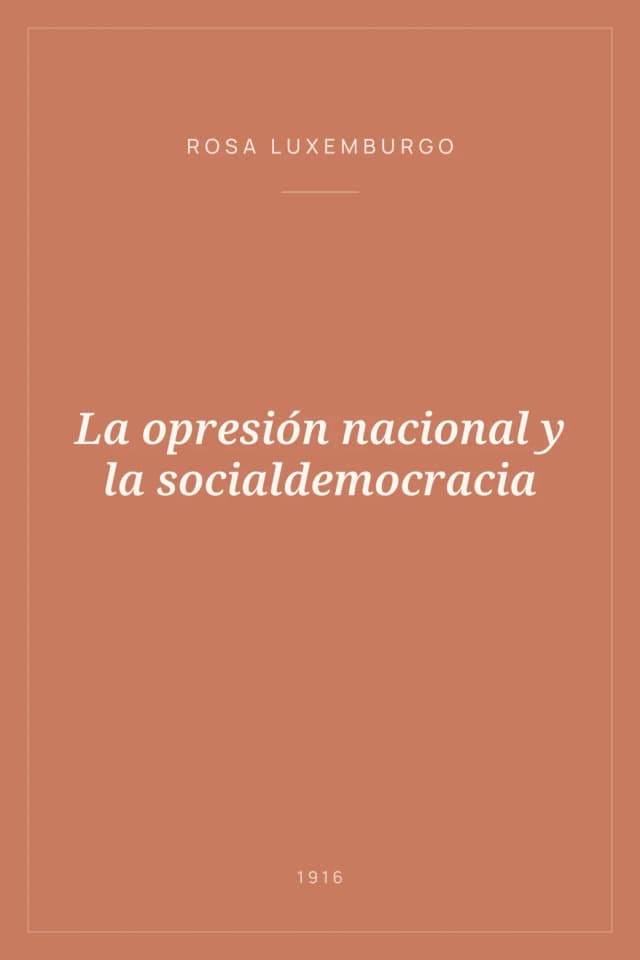 Portada de La opresión nacional y la socialdemocracia