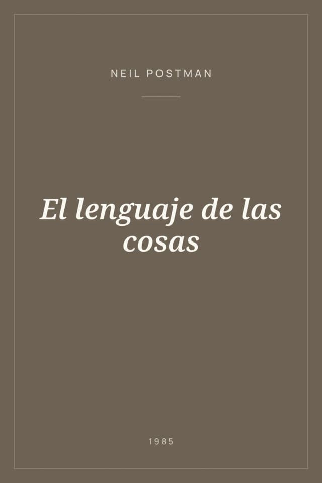 Portada de El lenguaje de las cosas