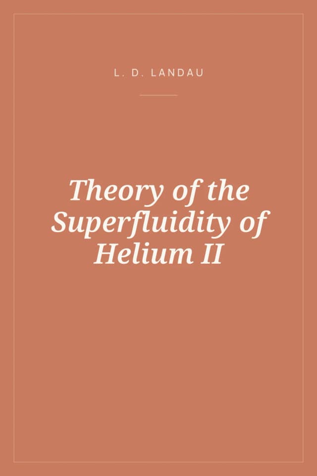 Portada de Theory of the Superfluidity of Helium II