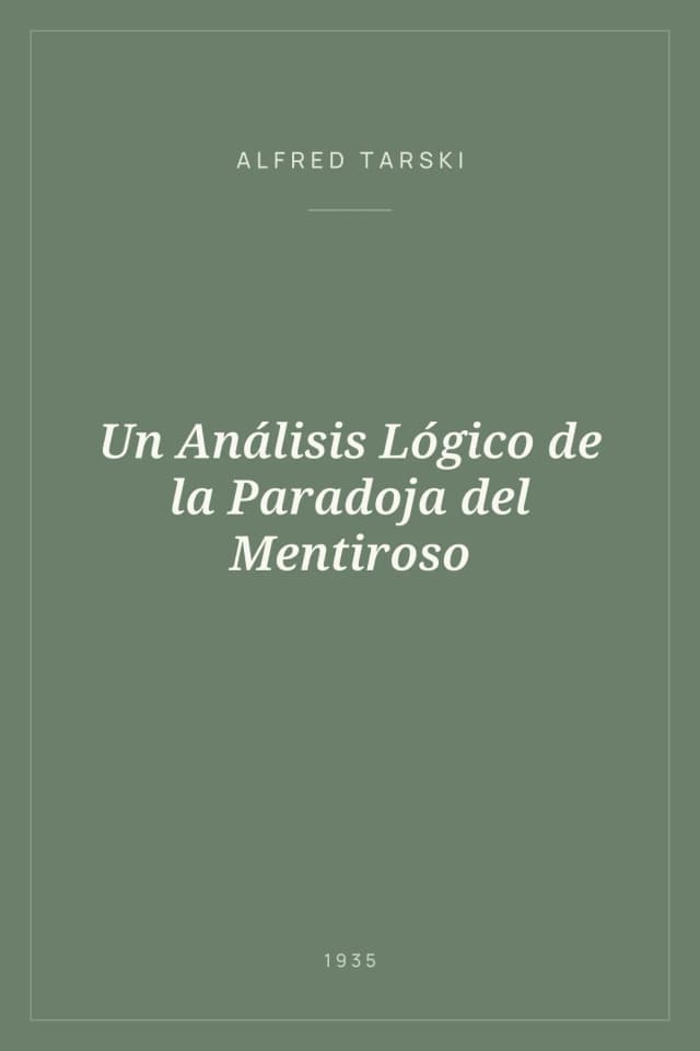 Portada de Un Análisis Lógico de la Paradoja del Mentiroso