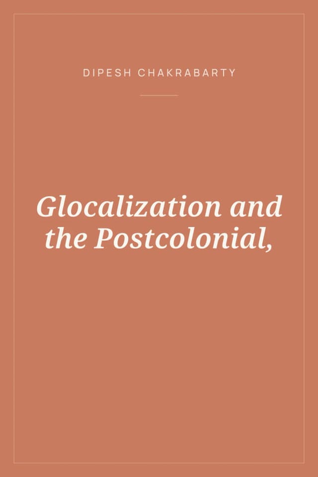 Portada de Glocalization and the Postcolonial,
