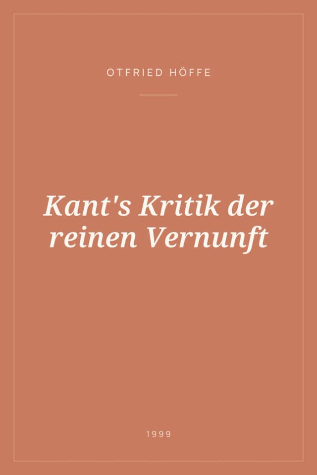 Portada de Kant's Kritik der reinen Vernunft