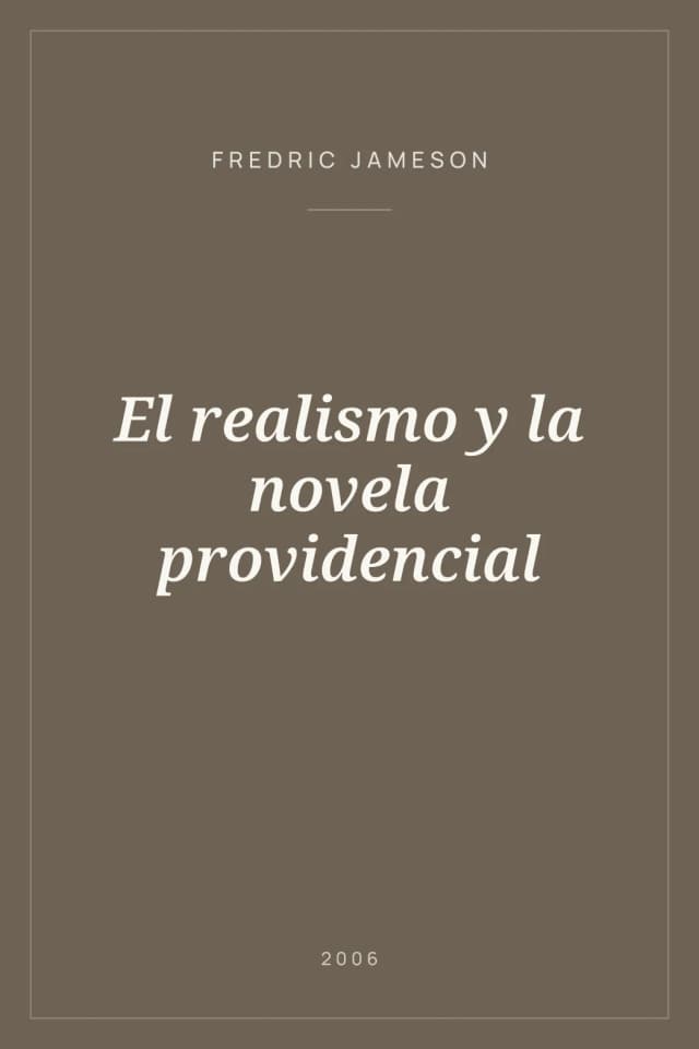 Portada de El realismo y la novela providencial