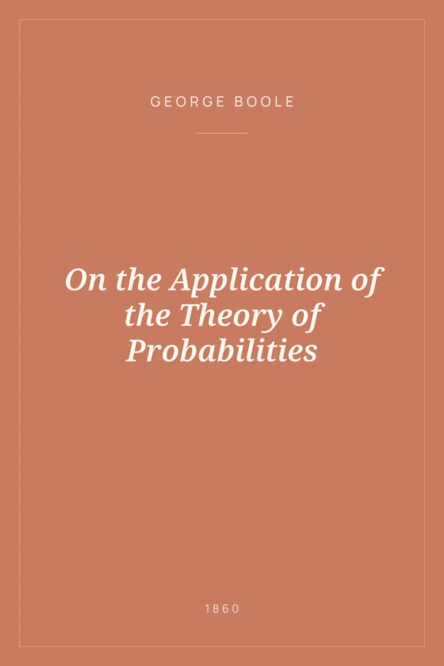 Portada de On the Application of the Theory of Probabilities