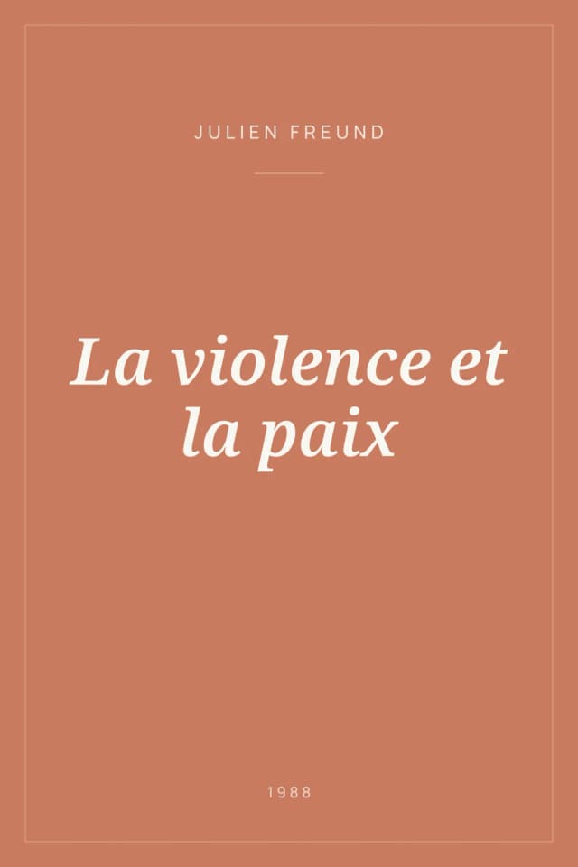 Portada de La violence et la paix