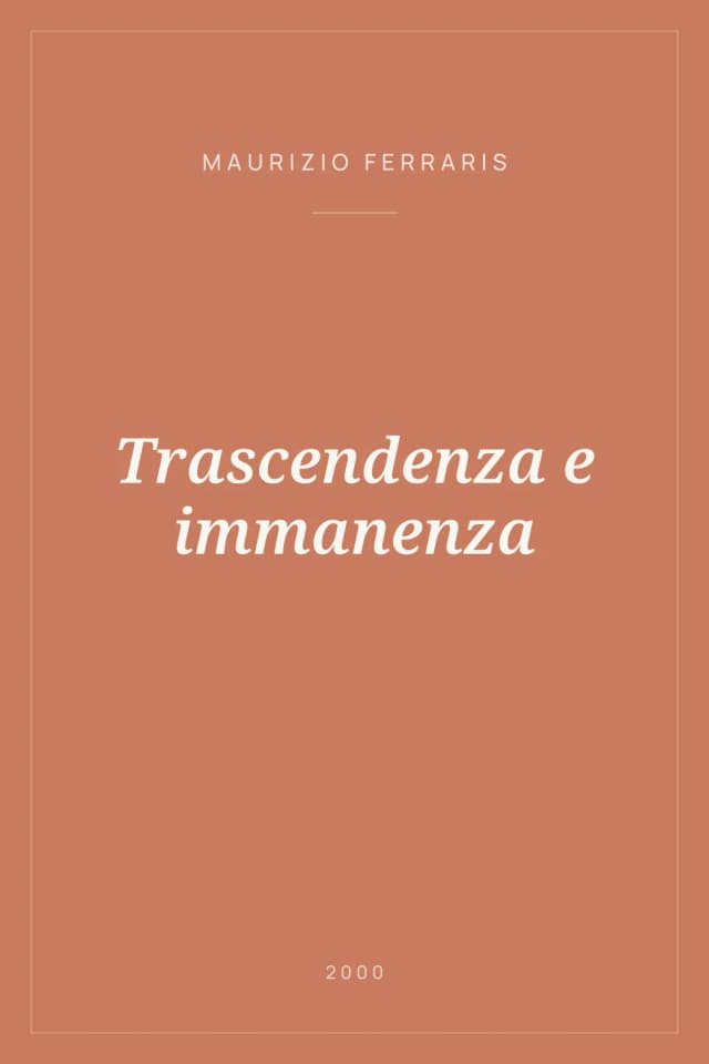 Portada de Trascendenza e immanenza