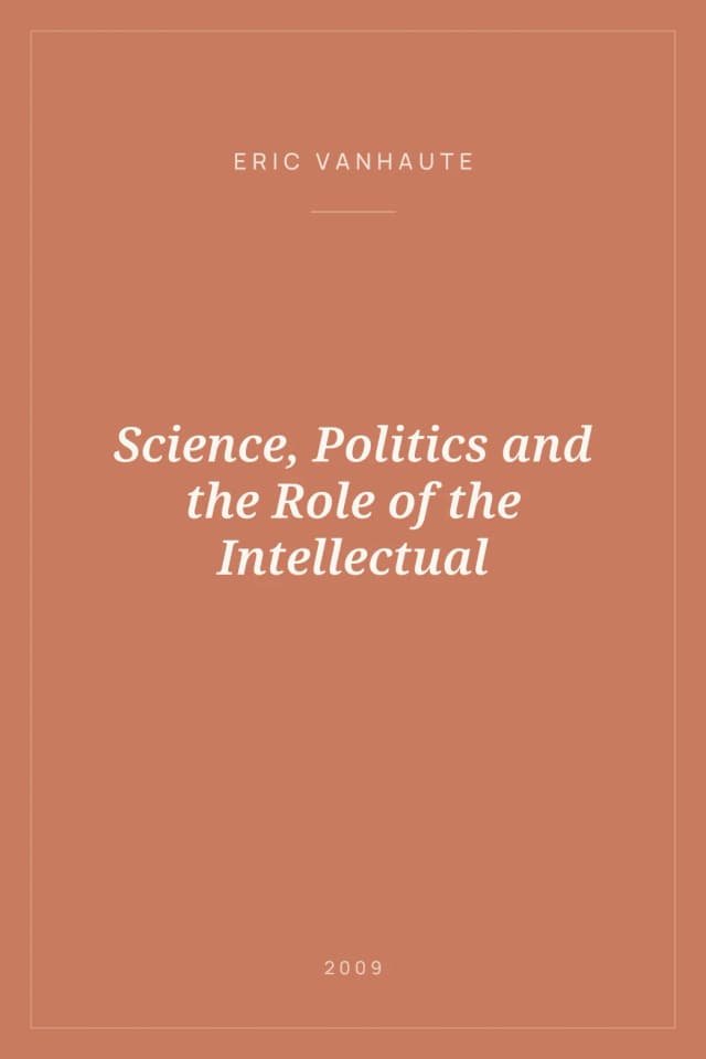 Portada de Science, Politics and the Role of the Intellectual