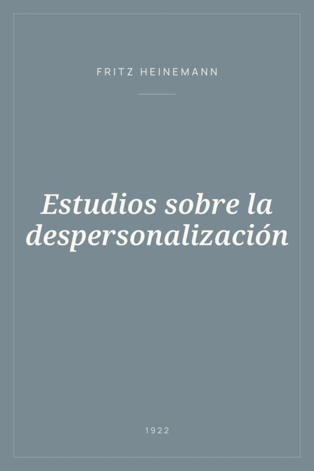 Portada de Estudios sobre la despersonalización