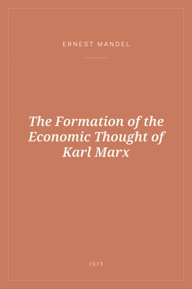 Portada de The Formation of the Economic Thought of Karl Marx