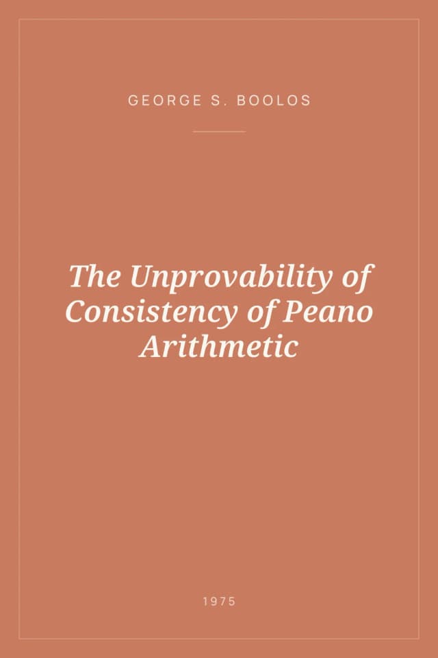 Portada de The Unprovability of Consistency of Peano Arithmetic