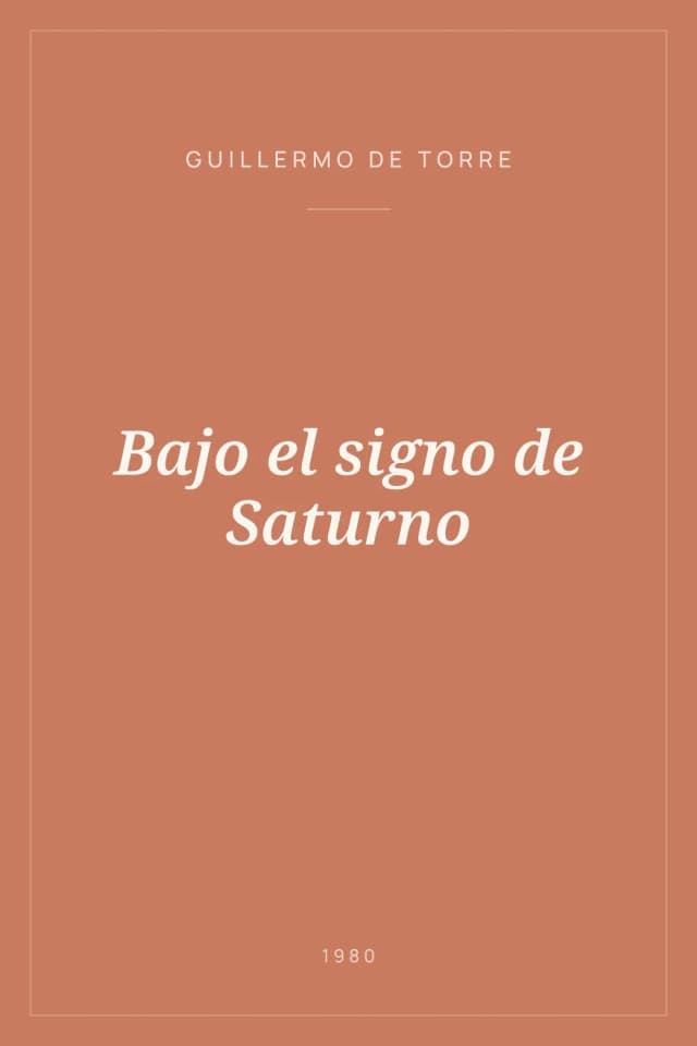 Portada de Bajo el signo de Saturno