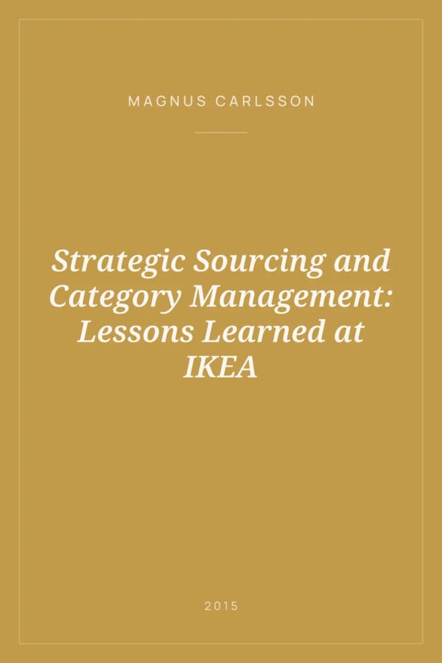 Portada de Strategic Sourcing and Category Management: Lessons Learned at IKEA