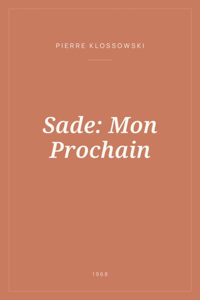Portada de Sade: Mon Prochain
