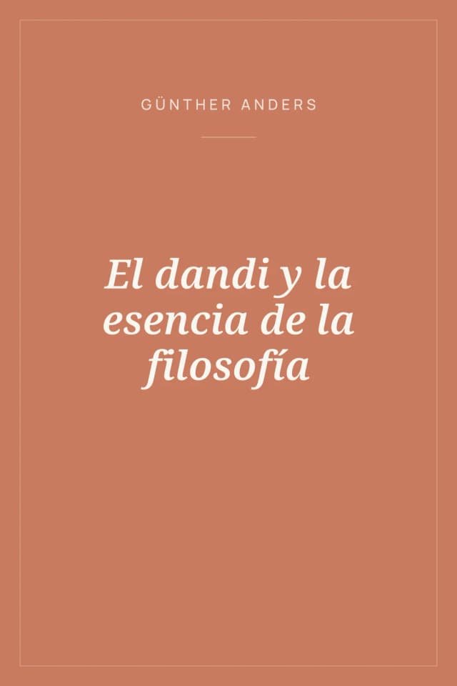 Portada de El dandi y la esencia de la filosofía