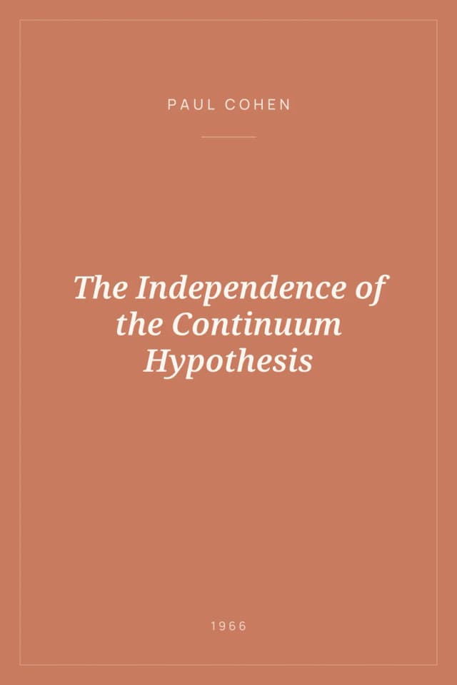 Portada de The Independence of the Continuum Hypothesis