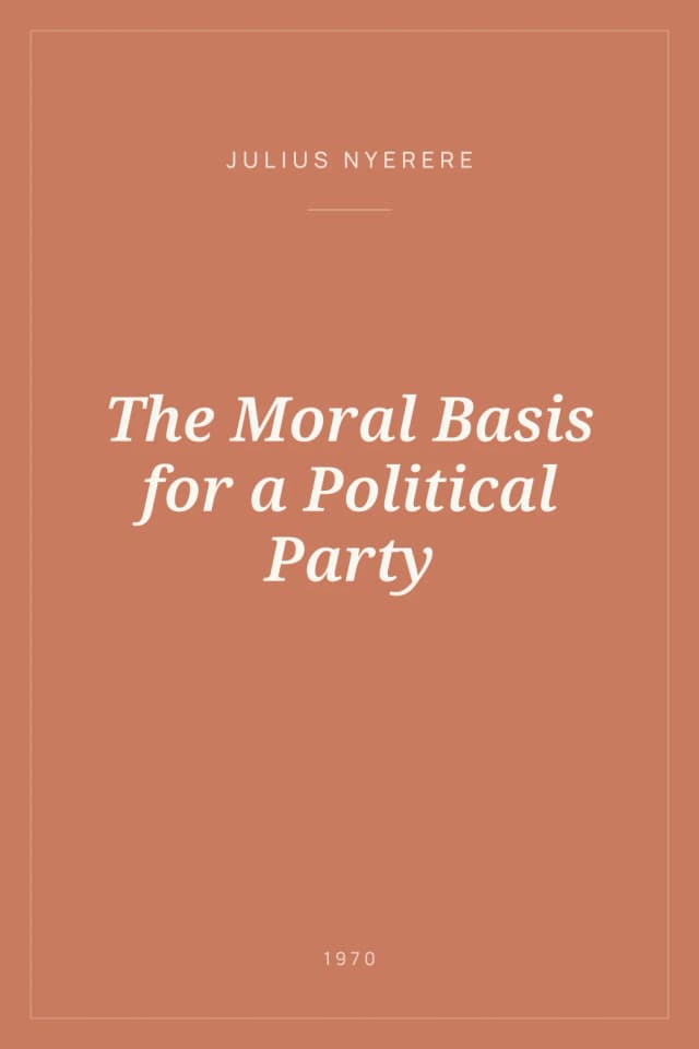 Portada de The Moral Basis for a Political Party