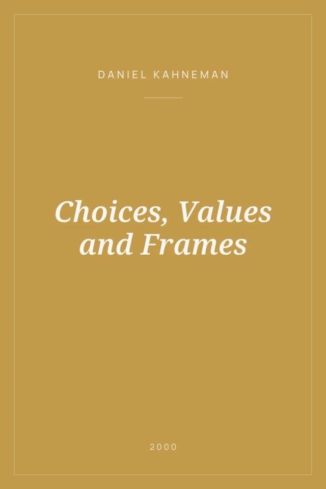 Portada de Choices, Values and Frames