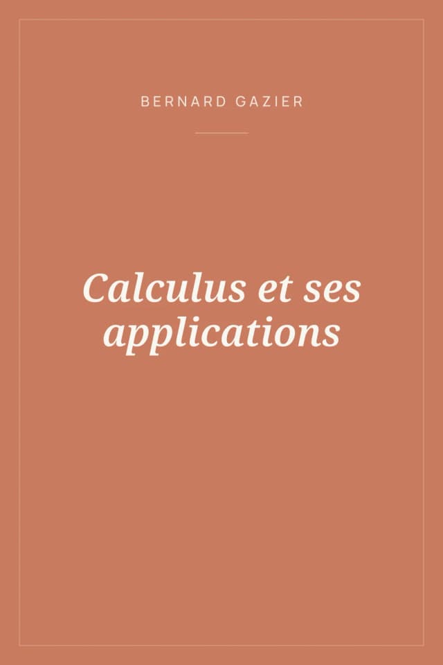 Portada de Calculus et ses applications