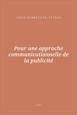Portada de Pour une approche communicationnelle de la publicité