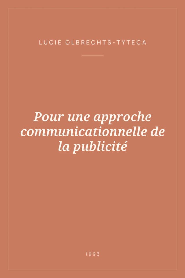 Portada de Pour une approche communicationnelle de la publicité