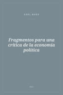 Portada de Fragmentos para una crítica de la economía política